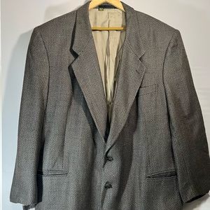 Vtg COUNTESS MARA MH Frank Big & Tall Blazer Birdseye Tweed Jacket Coat 52R Wool